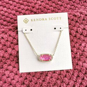 Kendra Scott Fuchsia Kyocera Opal Elisa Gold Pendant Necklace NEW WITH POUCH